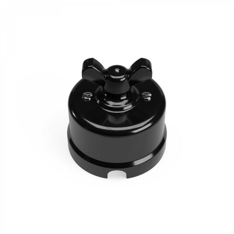 Interrupteur en porcelaine noire avec noeud coloré
