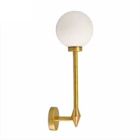 Applique haute en laiton avec globe en verre mat