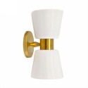 Applique en laiton avec source lumineuse double abat-jour blanc