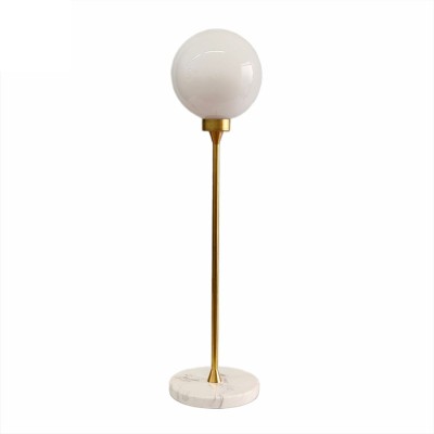 Lampe de table avec base en marbre et globe en verre