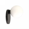 Applique en métal noir avec globe en verre déplacé