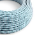 Câble décoratif tigré turquoise et blanc homologué à mètres