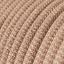 Câble décoratif textile en mètres homologué couleur lin rose