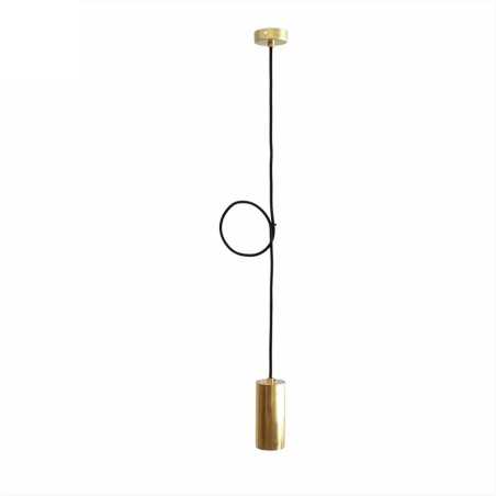 Suspension avec cylindre et support en laiton et câble textile