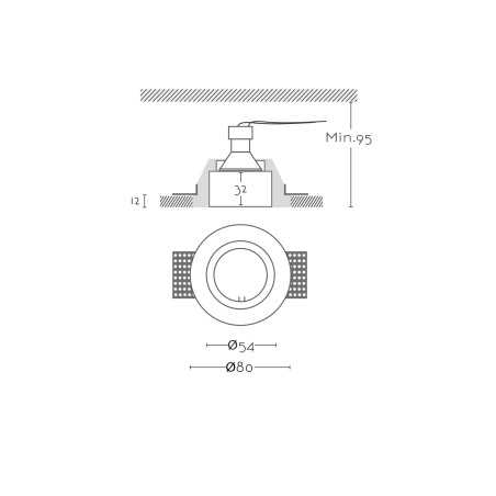 Spot en plâtre GU10 de 54 mm de diamètre et 95 mm de hauteur