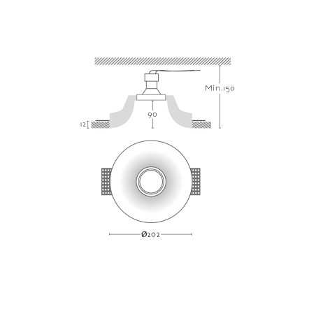 Spot en plâtre GU10 de 85 mm de diamètre et 110 mm de hauteur
