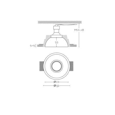 Spot en plâtre GU10 de 85 mm de diamètre et 110 mm de hauteur