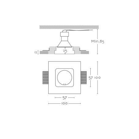 Spot GU10 en plâtre diamètre 57 mm et hauteur 85mm
