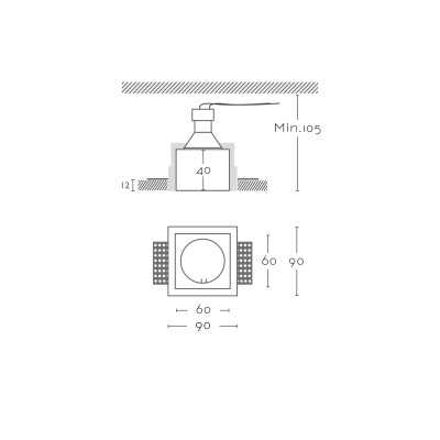 Spot GU10 en plâtre diamètre 60mm et hauteur 105mm