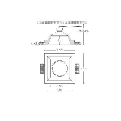 Spot en plâtre 120mm x 120mm x 132mm haut pour AR111