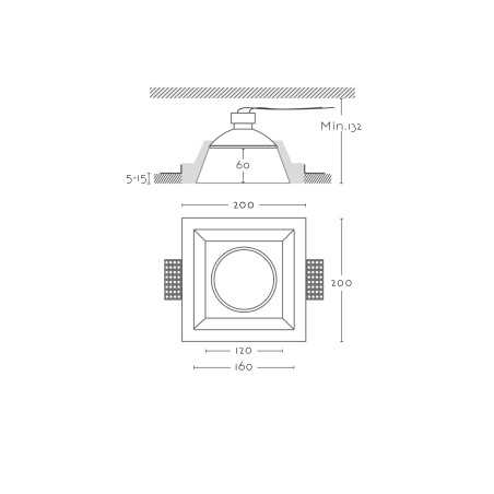 Spot en plâtre 120mm x 120mm x 132mm haut pour AR111