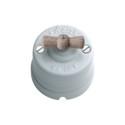 Commutateur en porcelaine de surface, boucle en bois naturel