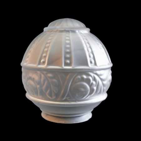 Globe en verre 140mm diamètre avec cou 80mm décoré