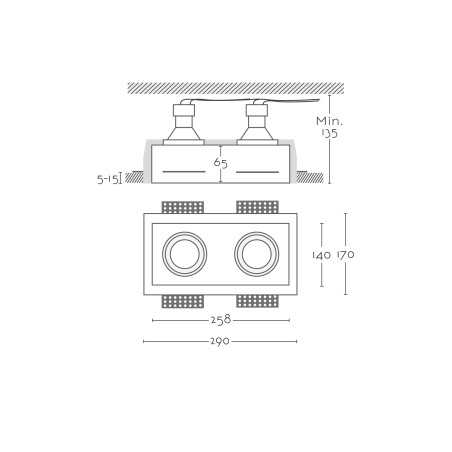 Spot en plâtre GU10 258mm x 140mm x 135mm hauteur