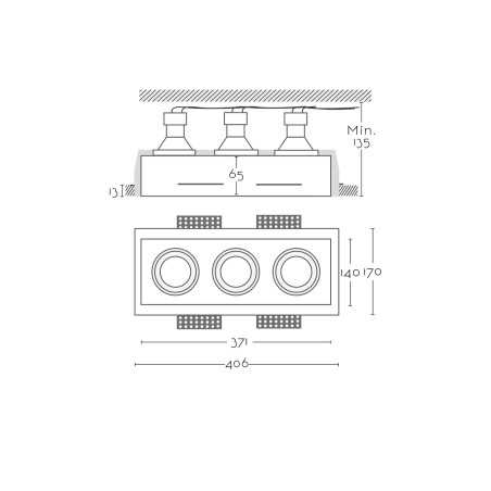 Spot en plâtre GU10 371mm x 140mm x 135mm hauteur