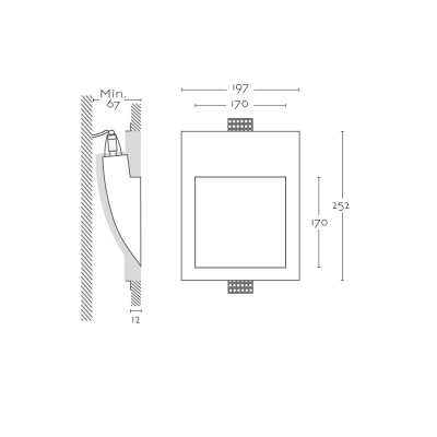 Signaliseur à plâtre 170mm x 170mm x 67mm de profondeur