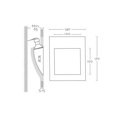 Signaliseur à plâtre 100mm x 100mm x 65mm de profondeur