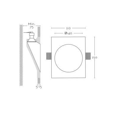 Signaliseur à plâtre 140mm x 250mm x 75mm de profondeur