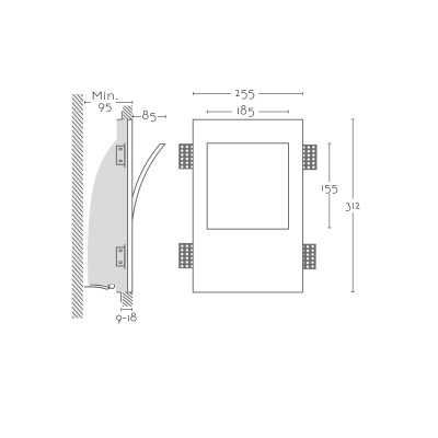 Signaliseur à plâtre 185mm x 155mm x 95mm de profondeur