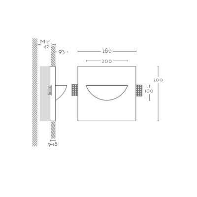 Signaliseur à plâtre 200mm x 100mm x 42mm de profondeur