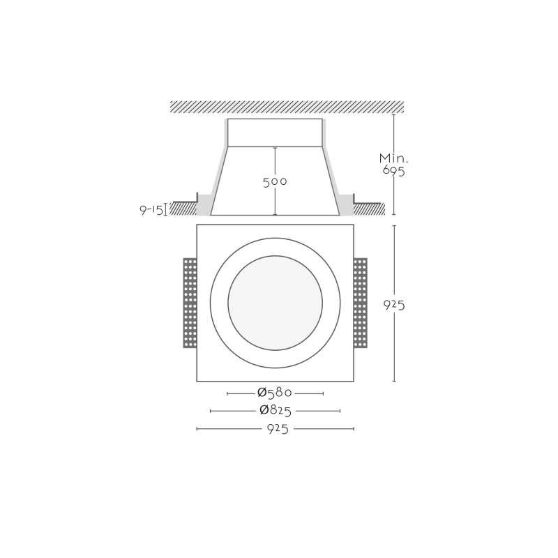 Spot en plâtre XXL diamètre 825mm et hauteur 695mm