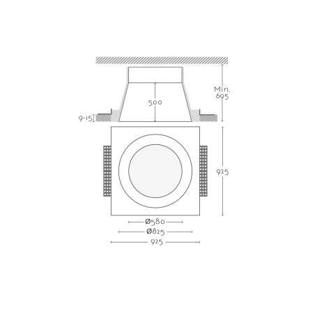 Spot en plâtre XXL diamètre 825mm et hauteur 695mm