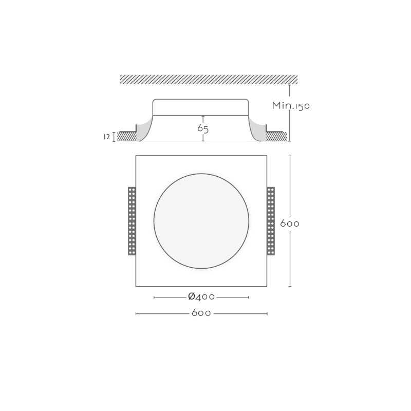 Spot en plâtre XXL diamètre 400mm et hauteur 150mm