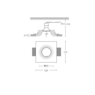 Spot GU10 en plâtre diamètre 76 mm et hauteur 100mm