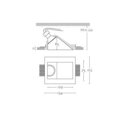 Spot en plâtre incliné 109mm et hauteur 120mm