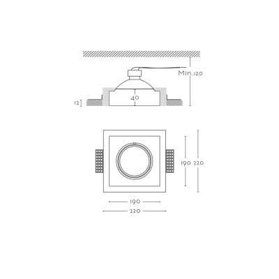 Spot en plâtre 190mm x 190mm x 120mm haut pour AR111