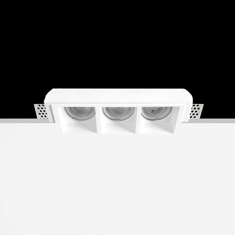 Spot triple en plâtre GU10 210mm x 52mm et hauteur 92mm