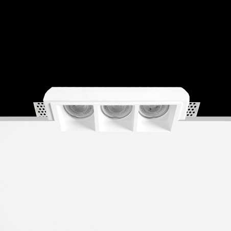 Spot triple en plâtre GU10 210mm x 52mm et hauteur 92mm