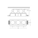Spot triple en plâtre GU10 210mm x 52mm et hauteur 92mm
