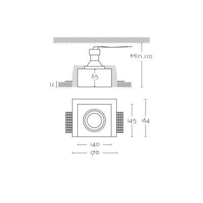 Spot d'angle GU10 140mm x 145mm et hauteur 120mm