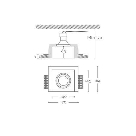 Spot d'angle GU10 140mm x 145mm et hauteur 120mm