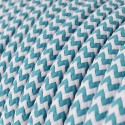 Câble décoratif tigré turquoise et blanc homologué à mètres