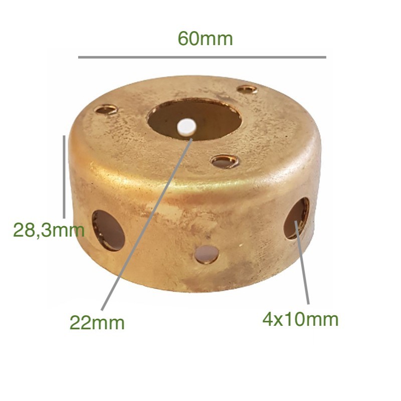 Support en laiton 60 mm diamètre x 28,3 mm une sortie 22 mm