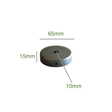 Support métal fer 65mm diamètre x 15mm et une sortie