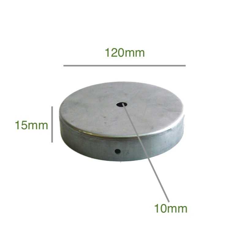 Support métal fer 120mm diamètre x 15mm et une sortie