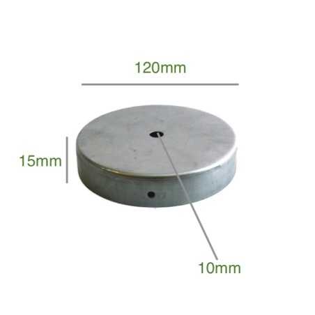 Support métal fer 120mm diamètre x 15mm et une sortie