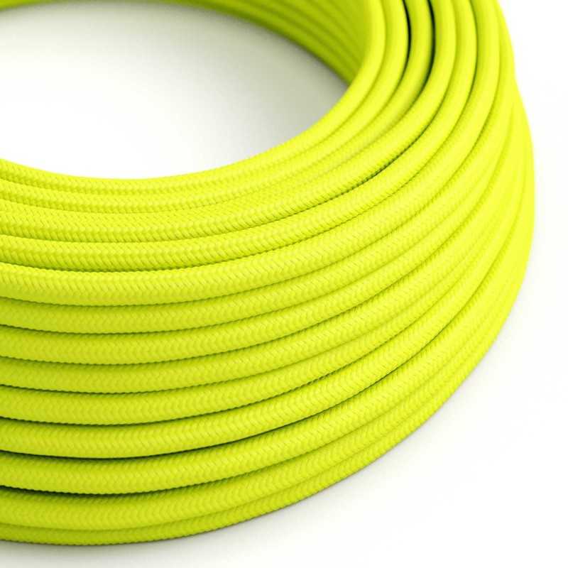 Câble décoratif textile à mètres homologué couleur fluor jaune