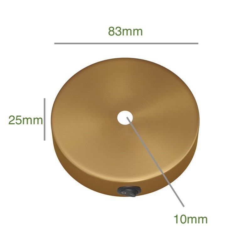 Support métallique 83 mm x 25 mm un trou et interrupteur