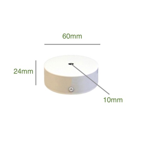 Support de plafond blanc diamètre 60 mm x 24 mm et une sortie