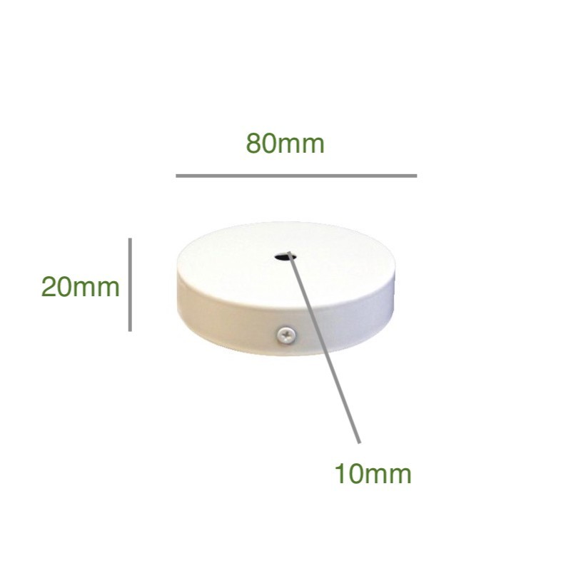 Support de plafond blanc diamètre 80 mm x 20 mm et une sortie