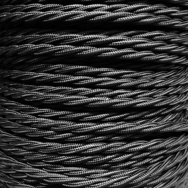 Câble tressé noir au mètre sections diverses