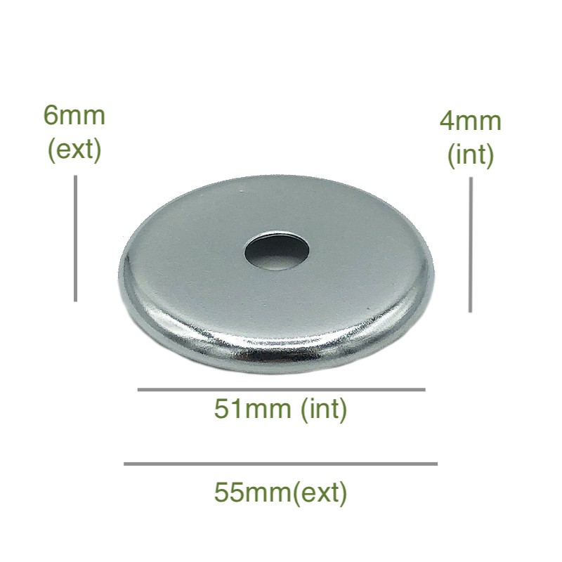 Support globe en verre chromé arrondi diamètre 51mm x 4mm