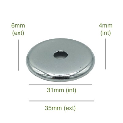 Support globe en verre chromé arrondi diamètre 31mm x 4mm