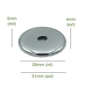 Support globe en verre chromé arrondi diamètre 26mm x 4mm