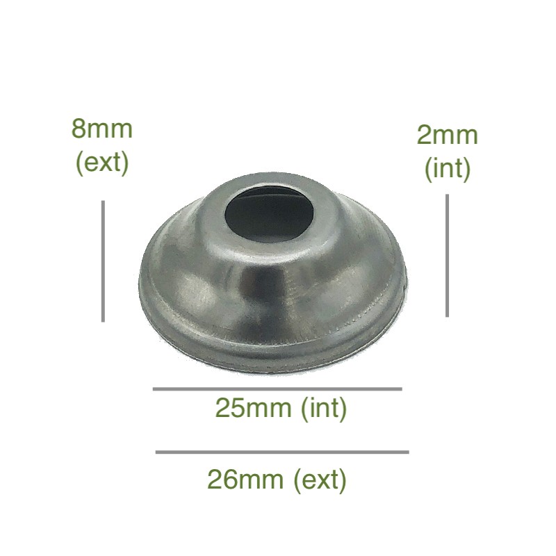Couvercle porte globes conique en fer brut diamètre 25mm x 2mm