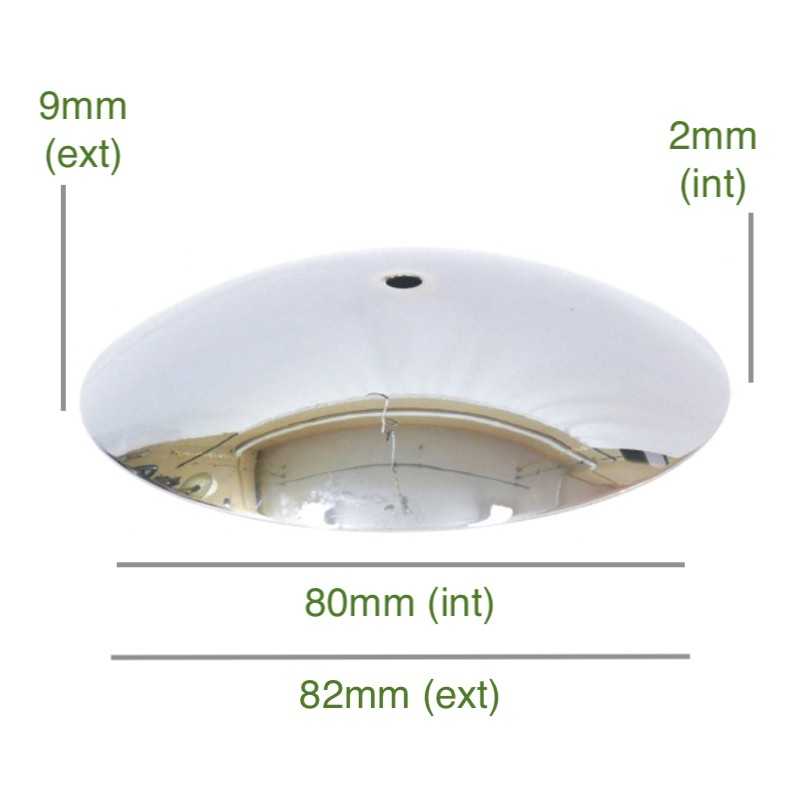 Couvercle concave chromé 80mm x 2mm pour globes en verre